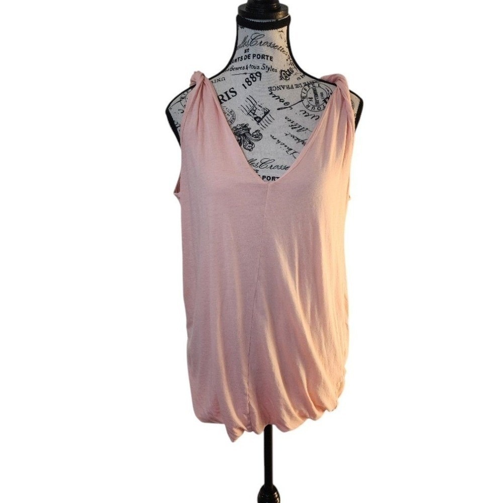 James Perse Soft Pink Draped V-Neck Sleeveless Cotton Tank Top Size 3 Large NWT